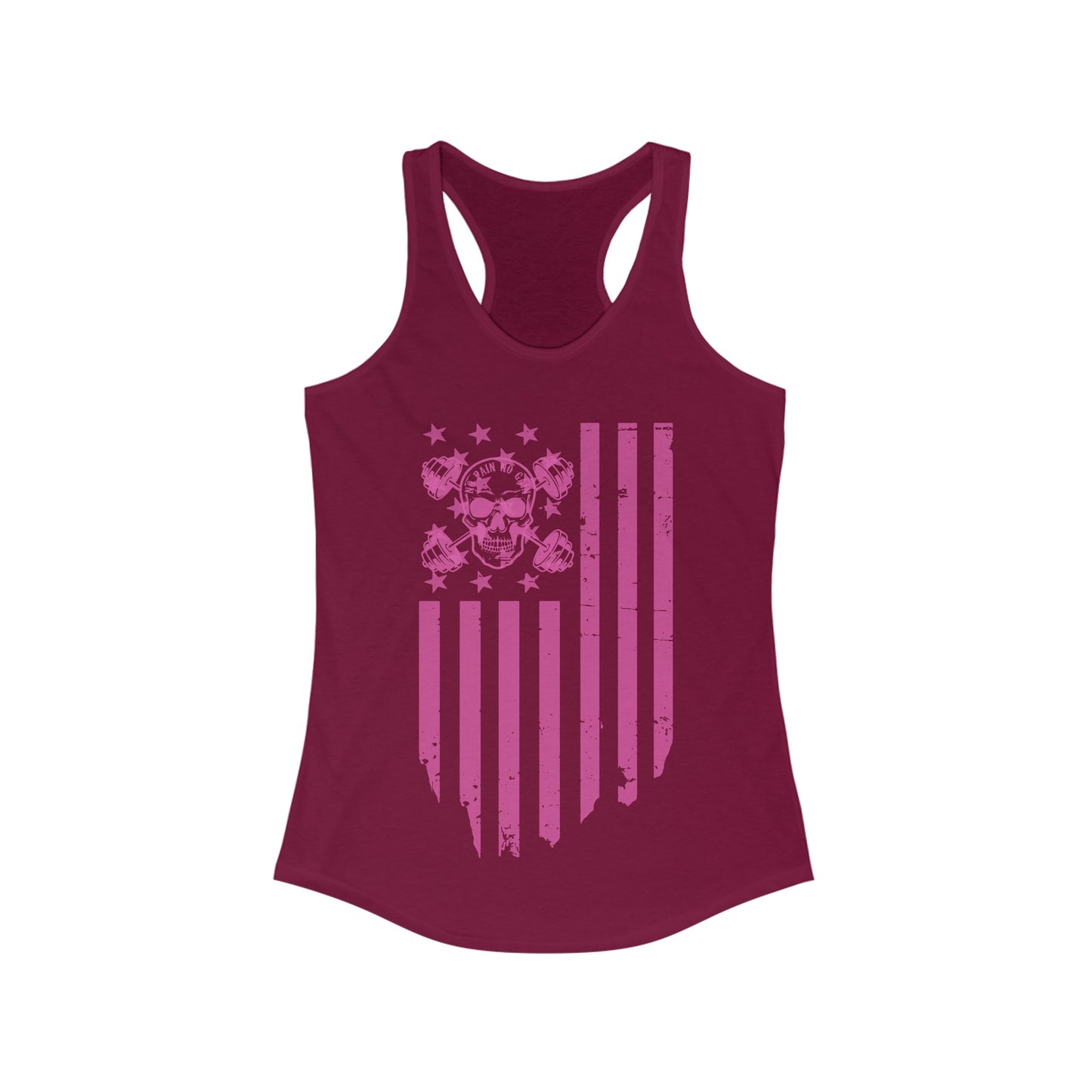 Dumbbell Flag Racerback Tank Pink logo