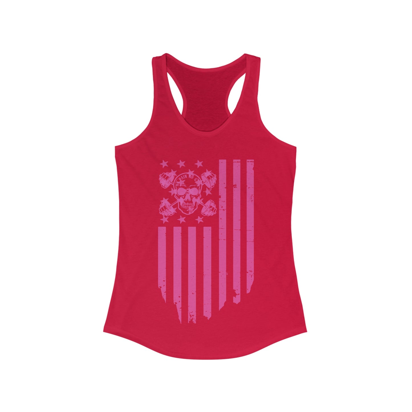Dumbbell Flag Racerback Tank Pink logo
