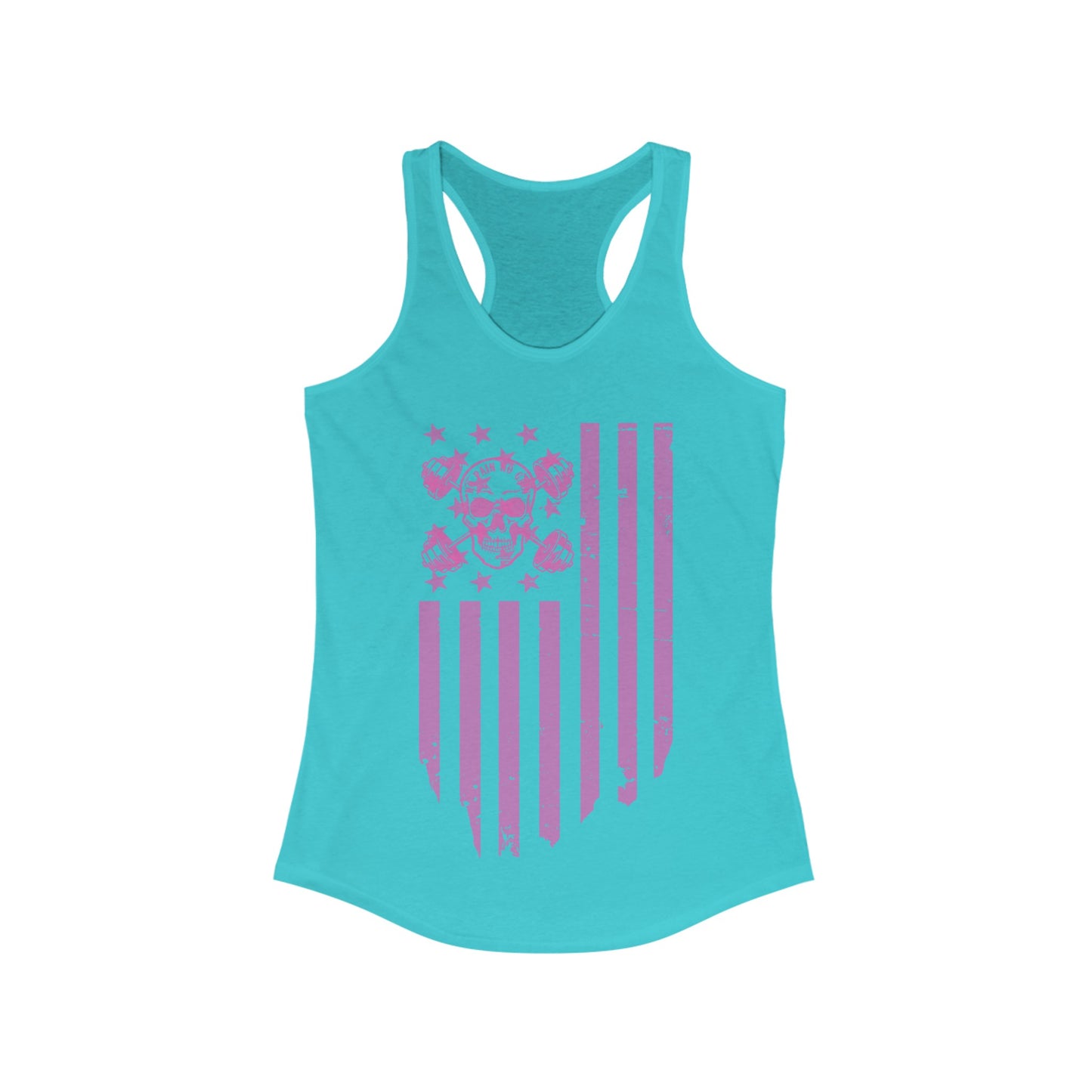 Dumbbell Flag Racerback Tank Pink logo
