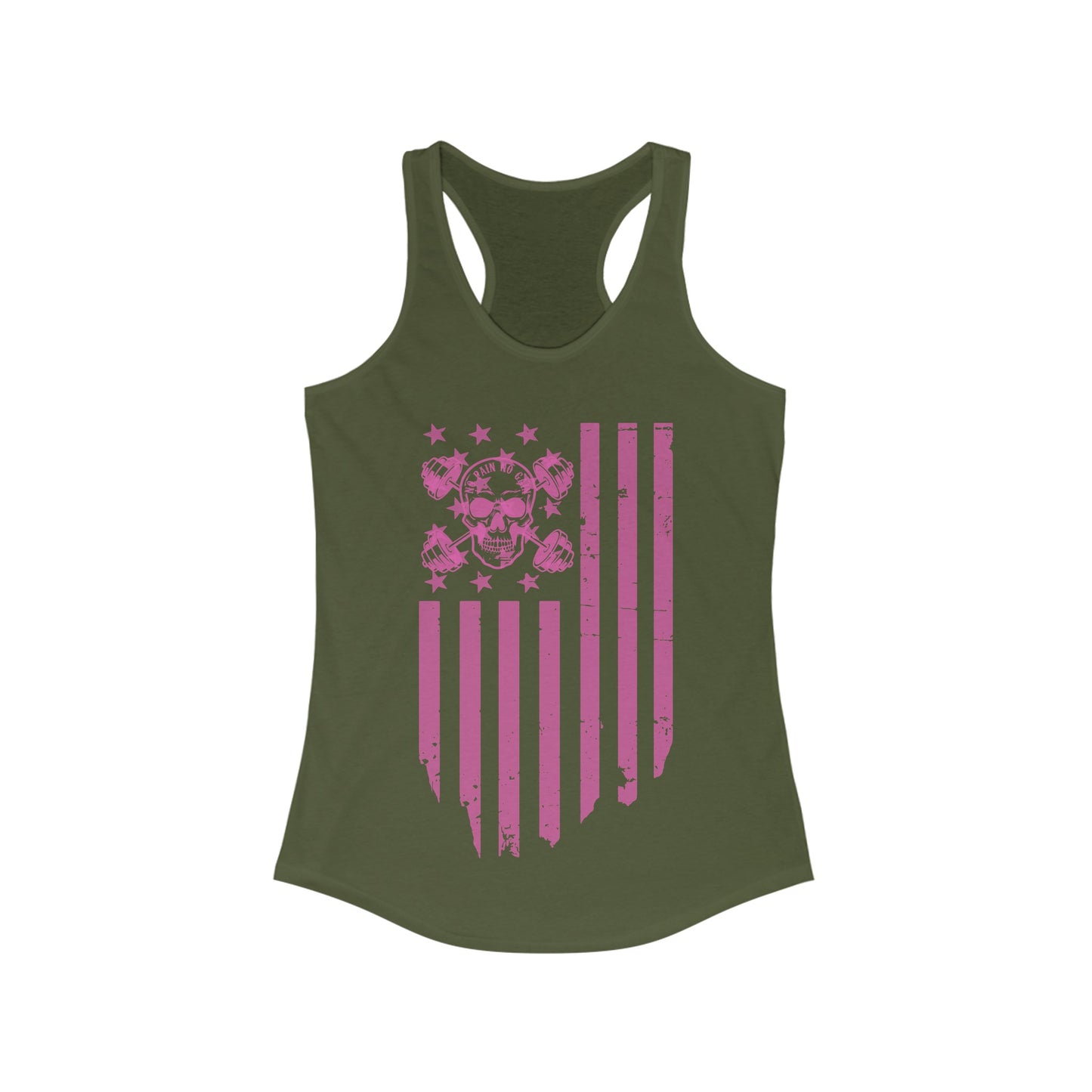 Dumbbell Flag Racerback Tank Pink logo