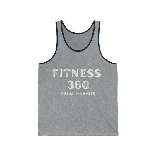 Fitness 360 Faded White Logo Unisex Jersey Tank